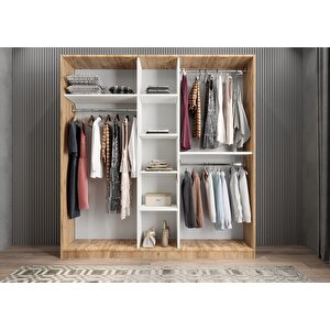 Bar Beş Kapaklı Gardırop Çam&beyaz G.b.l_9_150cm 150 cm