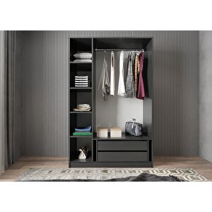 Bar Üç Kapaklı Gardırop Antrasit&beyaz G.u.b_6_135cm 105 cm