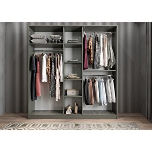 Eko Bar Beş Kapaklı Gardırop Antrasit G.b.e_2_150cm 150 cm