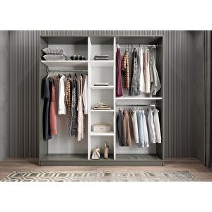 Eko Bar Beş Kapaklı Gardırop Antrasit&beyaz G.b.e_8_175cm 175 cm