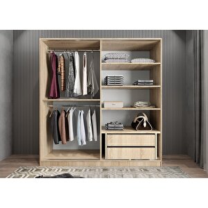 Kale Sürgülü Gardırop Meşe&beyaz G.r.k_9_140cm 140 cm