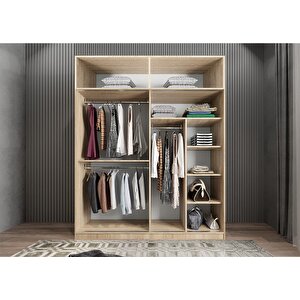 Süper Sürgülü Gardırop Meşe G.r.s_5_208cm 208 cm
