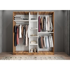 Eko Bar Beş Kapaklı Gardırop Ceviz&beyaz G.b.e_10_175cm 175 cm