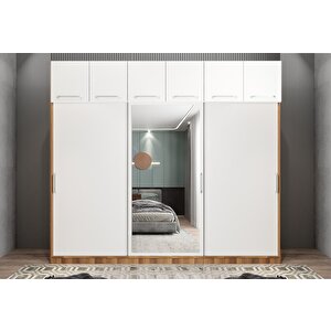 Zirve Sürgülü Gardırop Ceviz&beyaz G.r.z_7_270cm 270 cm