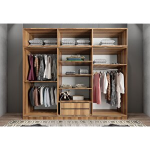 Zirve Sürgülü Gardırop Ceviz&beyaz G.r.z_7_208cm 208 cm