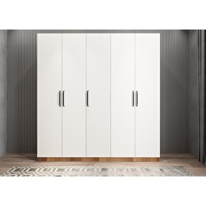 Eko Bar Beş Kapaklı Gardırop Ceviz&beyaz G.b.e_10_200cm 200 cm
