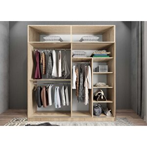Süper Sürgülü Gardırop Meşe&beyaz G.r.s_9_160 160 cm