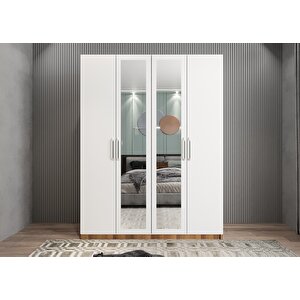Trend Dört Kapaklı Gardırop Ceviz&beyaz G.d.t_8_180cm 180 cm