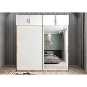 Süper Sürgülü Gardırop Çam&beyaz G.r.s_8_180 180 cm