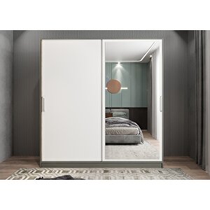 Kale Sürgülü Gardırop Antrasit&beyaz G.r.k_6_208cm 208 cm