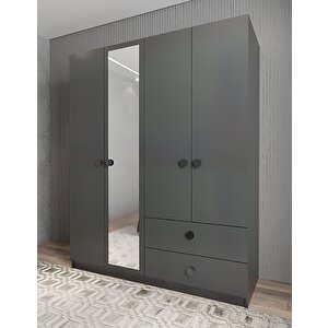 Harika Dört Kapaklı Gardırop Antrasit G.d.h_2_180cm 180 cm