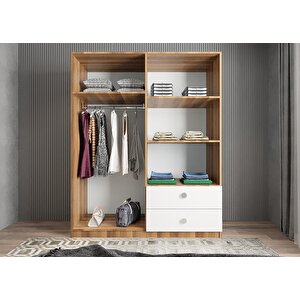 Harika Dört Kapaklı Gardırop Ceviz&beyaz G.d.h_10_180cm 180 cm