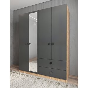 Harika Dört Kapaklı Gardırop Çam&antrasit G.d.h_8_160cm 160 cm