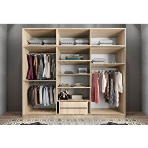 Zirve Sürgülü Gardırop Meşe&beyaz G.r.z_9_208cm 208 cm