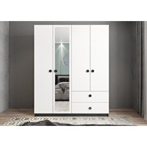 Harika Dört Kapaklı Gardırop Antrasit&beyaz G.d.h_6_180cm 180 cm