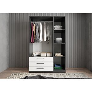 Life Üç Kapaklı Gardırop Antrasit&beyaz G.u.l_6_135cm 135 cm