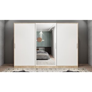 Işıltı Sürgülü Gardırop Meşe&beyaz G.r.i_7_180cm 180 cm