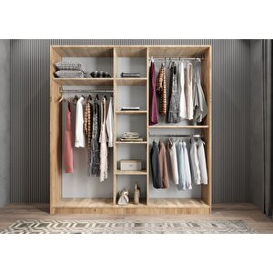 Bar Beş Kapaklı Gardırop Çam G.b.l_4_150cm 150 cm