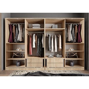 Yıldız Sürgülü Gardırop Meşe&beyaz G.r.y_9_280 280 cm