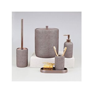 Natural Taupe 5 Parça Polyester Banyo Seti