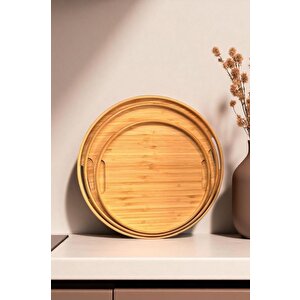 Bambu 3'lü Yuvarlak Sığ Tepsi - Thn76060 Hyt