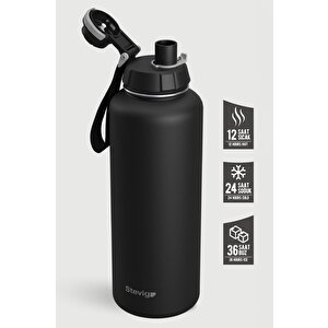 1 Hand Leak-proof Sızdırmaz Çelik Termos 1500 Ml Black St-235
