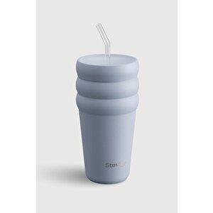 3 Bubble Two-cap Straw Tumbler Çelik Termos 600 Ml Zen Blue St-246