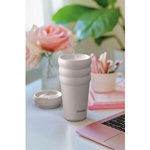 Stevig 3 Bubble Two-cap Straw Tumbler Çelik Termos 600 Ml Crushed Rock St-244