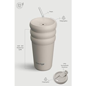 Stevig 3 Bubble Two-cap Straw Tumbler Çelik Termos 600 Ml Crushed Rock St-244
