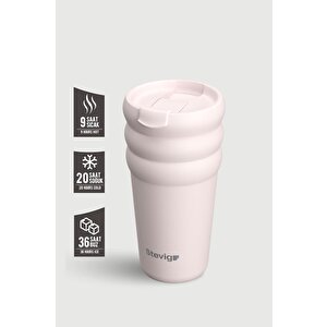 3 Bubble Two-cap Straw Tumbler Çelik Termos 600 Ml Soft Quartz St-248