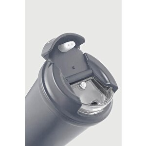 4 Work Flip Open Coffee Mug Çelik Termos 400 Ml Grey St-251