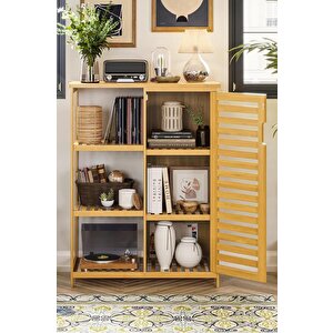 Digithome Bambu Masif 3 Raflı Tek Kapaklı Çok Amaçlı Düzenleyici organizer dolap Db-0005