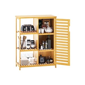 Digithome Bambu Masif 3 Raflı Tek Kapaklı Çok Amaçlı Düzenleyici organizer dolap Db-0005