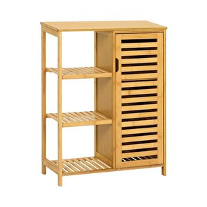 Digithome Bambu Masif 3 Raflı Tek Kapaklı Çok Amaçlı Düzenleyici organizer dolap Db-0005