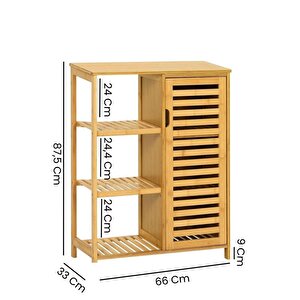 Digithome Bambu Masif 3 Raflı Tek Kapaklı Çok Amaçlı Düzenleyici organizer dolap Db-0005