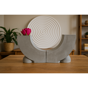 Beton Minimalist Vazo Mumluk 9.5 Cm 2 Li
