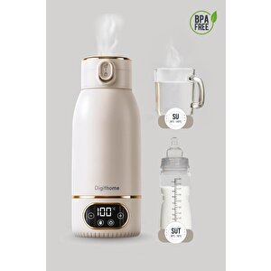 Go Smart Taşınabilir Mama Su Isıtıcı Ayarlanabilir Dereceli (35-100 C°) Süt Beyazı Çelik 500 Ml Dgt-102