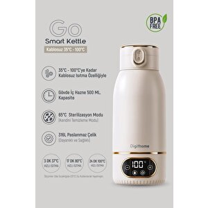 Digithome Go Smart Taşınabilir Mama Su Isıtıcı Ayarlanabilir Dereceli (35-100 C°) Süt Beyazı Çelik 500 Ml Dgt-102