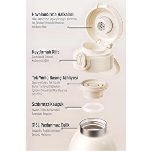 Digithome Go Smart Taşınabilir Mama Su Isıtıcı Ayarlanabilir Dereceli (35-100 C°) Süt Beyazı Çelik 500 Ml Dgt-102