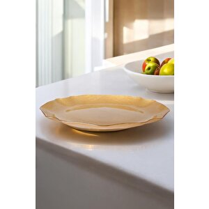 Fabric 6’lı Cam Dalgalı Kumaş Supla Tabak 32cm Metalik Altın Akc429 C320.045