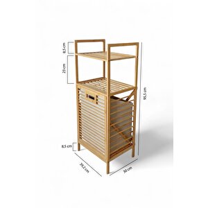 Digithome Bambu Eco-lite Basic Kirli Sepetli 2 Raflı Banyo Düzenleyici Çamaşır Sepeti Db-0031