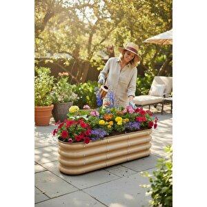 Modüler Yükseltilmiş Bahçe Sebze Yatağı Ve Çiçeklik No:2v2 (110x34) Bej