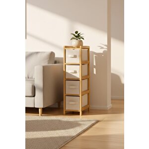 Bambu Slim 4 Çekmeceli Dolap Organizer Çok Amaçlı Düzenleyici Şifonyer Db-0048