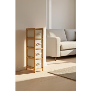 Bambu Slim 4 Çekmeceli Dolap Organizer Çok Amaçlı Düzenleyici Şifonyer Db-0048