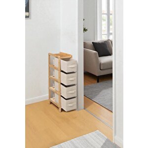 Bambu Slim 4 Çekmeceli Dolap Organizer Çok Amaçlı Düzenleyici Şifonyer Db-0048