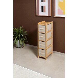 Digithome Bambu Slim 4 Çekmeceli Dolap Organizer Çok Amaçlı Düzenleyici Şifonyer Db-0048