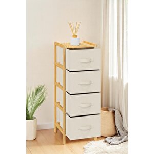 Bambu 4 Çekmeceli Dolap Organizer Çok Amaçlı Düzenleyici Şifonyer Db-0014