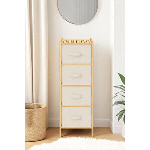 Bambu 4 Çekmeceli Dolap Organizer Çok Amaçlı Düzenleyici Şifonyer Db-0014