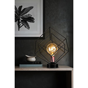 Küp Masa Lambası Siyah Modern Dekoratif Masa Lambası Salon Oturma Odası Cafe Hole Mutfak Yatak Odası