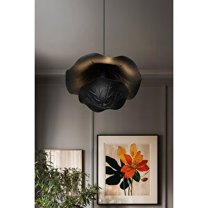 Zakkum Siyah Avize Tekli Modern Dekoratif Sarkıt Salon Oturma Odası Cafe Hole Mutfak Yatak Odası